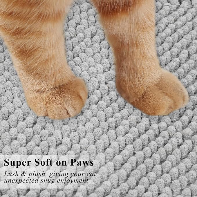 VIVAGLORY Cat Litter Mat Softgrip Litter Trapping Mat, 35"× 25", Grey | Litterbox Rug Box Catcher for Indoor & Floor, Easy Clean Washable Less-Mess Waterproof for Cat