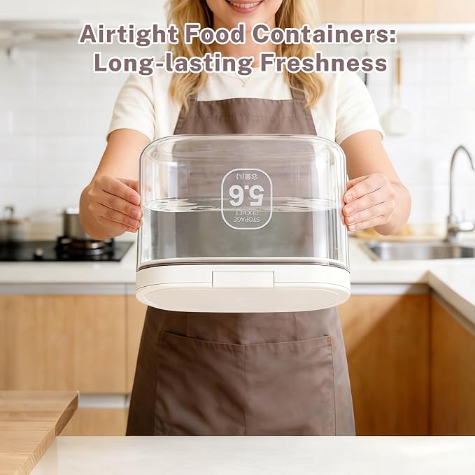 LEAWALK 5-8Lbs/5.92Qt/5.6L Airtight Dog Cat Food Storage Container and Pet Storage Bin BPA-Free. PET Clear Stackable Dog Treat Containers for Pet Food/Rice/Dry/Cereals/Flour/Sugar/Bread