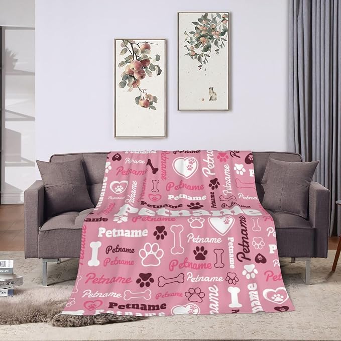 Nxwdwqa Personalized Dog Name Blanket Throws with Photos, Custom Pet Name Blanket, Dog Gifts for Pet Lovers, Customized Puppy Blanket for Adult Kid Christmas Fathers Mothers Valentines Gift