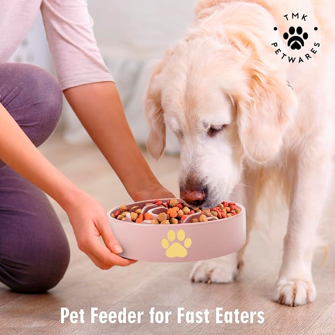Slow Feeder Dog Bowls – Dog Bowl Slow Feeder – Microwaveable Dog Slow Feeder for All Breeds – Lead and BPA-Free Ceramic Pet Bowl – Pet Feeder for Fast Eaters
