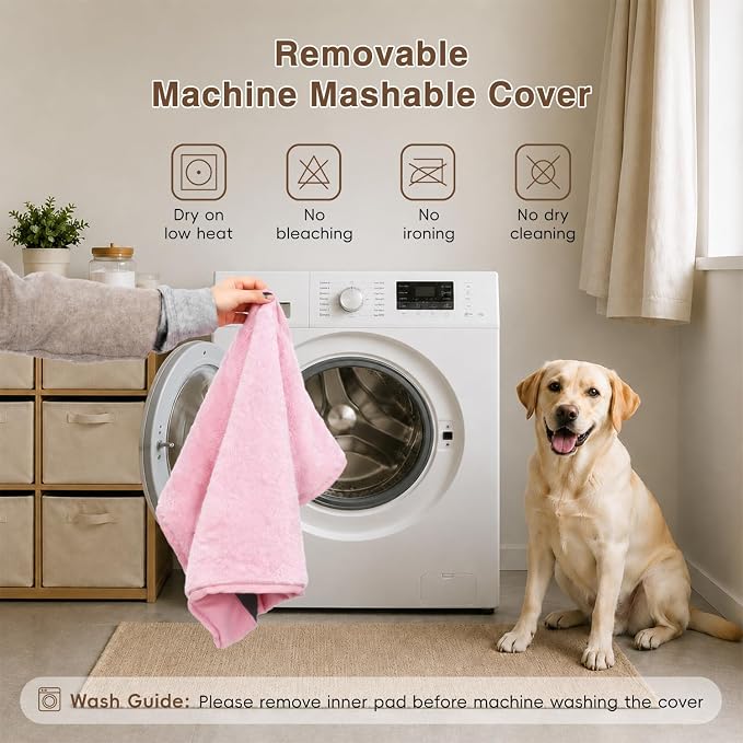 NUPIDA Waterproof Large Dog Bed for Crate with Washable Cover, 35x22, Pink | TPU Waterproof Layer, Easy Clean Cover, Soft Plush Surface, Durable Oxford fabric, Non-Slip Bottom, For Large Breeds ≤50lbs