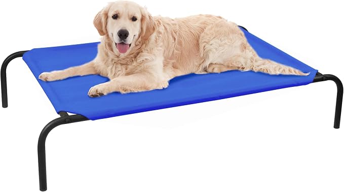Elevated Dog Bed for Large Dogs, Raised Dog Bed with Breathable Mesh for Indoor & Outdoor Use, Non Slip, Easy to Clean, 50.5 Inches, Blue
