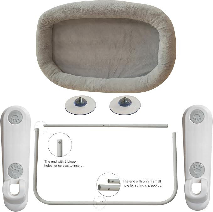 YGP Heavy-Duty Metal Frame Cat Window Perch with Foldable Design | No Drilling Space-Saving Fold-Down 40lbs Tested Hold 4 Strong Suction Cups Ultra-Soft Fleece Hammock for Cats