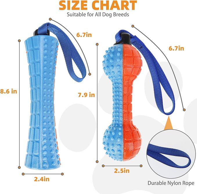 KOOLTAIL Floating Dog Toys,2 Pack TPR Water Pool Fetching Toy with Durable Rope for Small Medium Large Dogs,Bright Bumper Interactive Dog Chew Toys for Summer Outdoor Pool,Training&Teething