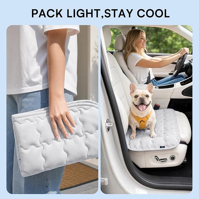 LINENLUX Dog Cooling Mat Q-Max > 0.5 Self Cooling Pad Non-Slip Breathable Pet Mat Washable Cooling Bed for Floor Crate Light Grey 20x30 inches