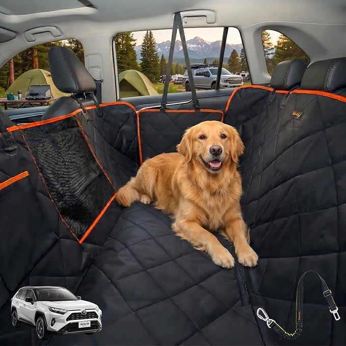 Luxury Dog Car Seat Cover for Back Seat Breathable Mesh Window Dog Hammock for Car 4-Layer Heavy Duty Waterproof Pet Seat Protector Scratch-Proof Car Seat Cover Perfect for Family Road Trips
