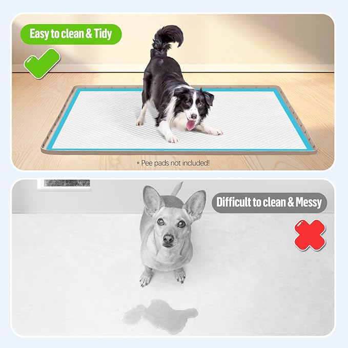 Pee Pad Holder for Dogs 40''x28'' Silicone Puppy Pee Pad Tray, Khaki | Extra Large Dog Potty Tray Leak-Proof, High Edge, No Spill Training Pads for Floor Protection, No Pee Pads