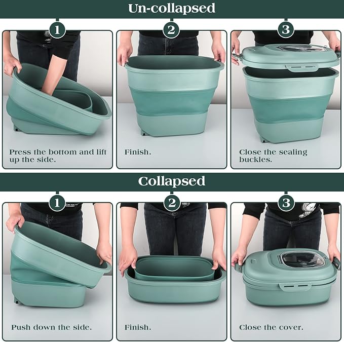 TIOVERY Dog Food Storage Container, Airtight Collapsible 13lb to 30lb Pet Food Container with Flip Top, Rolling Wheel, Scoop and 3L small container for Dog Cat Food and Dry Food of Rice, Flour