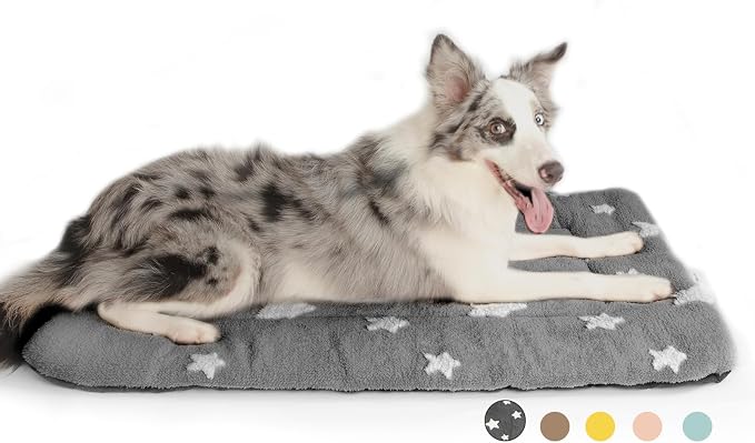 Mora Pets Dog Crate Pad Washable Dog Bed for Crate Flat Cat Pet Kennel Mat | Soft Dog Bed Mat, Crate Pad for Dog Cages Cozy Sleeping Liner, Pet Pillow Cushion Large Puppy Bed Cute Anti Slip Grey 36 x 23