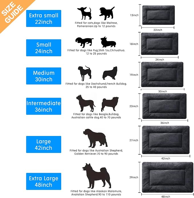 Dog Crate Pad Washable Dog Bed for Crate Small Cozy Mat 24-Inch Dark Gray | Ultra Soft Kennel Pad,Anti-Slip Bottom,Fits for Most Metal Crates,Comfortable Sleeping Pet Mat