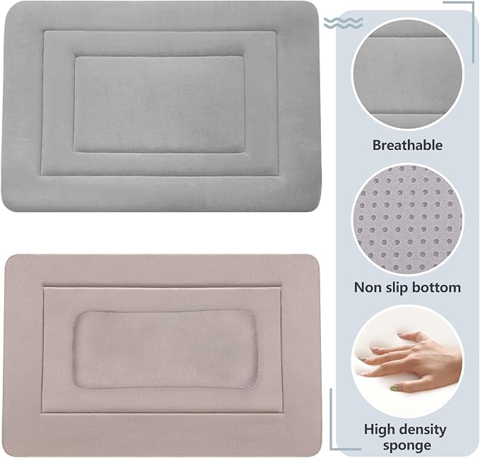 Dog Bed Soft Dog Crate Bed Pad Mat, 42 in Non Slip Bottom Washable Beds for Large Dogs, Pet Bed Mattress Kennel Pad, Clay Gray