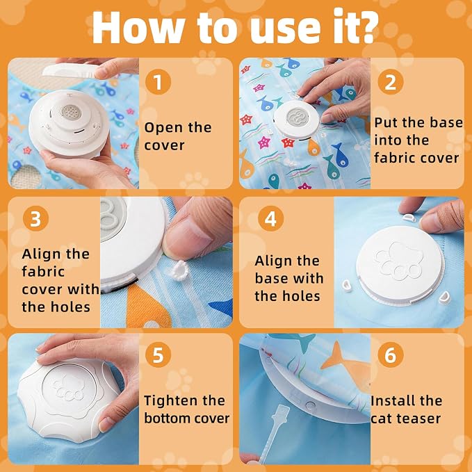 Interactive Cat Toy, Peek-a-Boo Series – Hidden Feather Wand, Rechargeable Indoor Hunting Toy, Squeaky Bird Sound, and Small Fish Pattern Cover