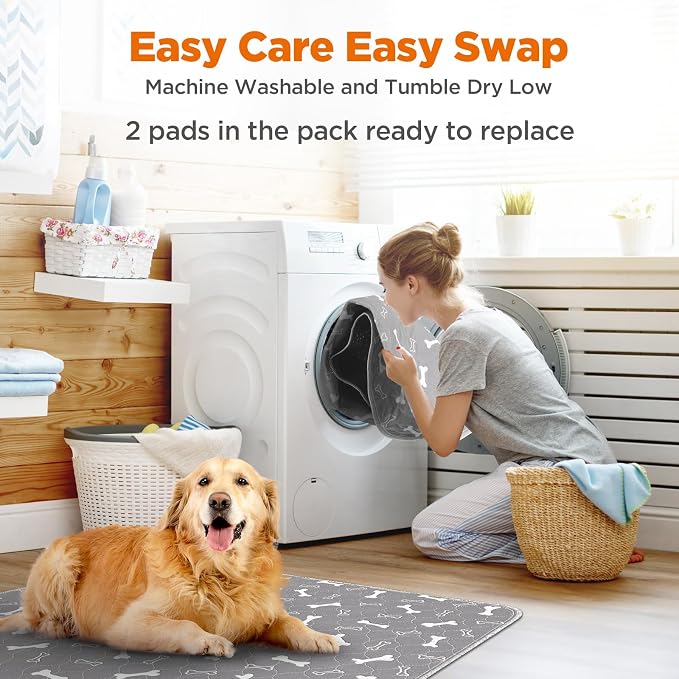 Washable Pee Pads for Dogs, 2 Pack Reusable Puppy Pads, 31"x36" | Super Absorbent, Waterproof & Leakproof, Non-Slip Bottom, Machine Washable, For Floors, Beds, Couches, Crates, Carpets, Cars