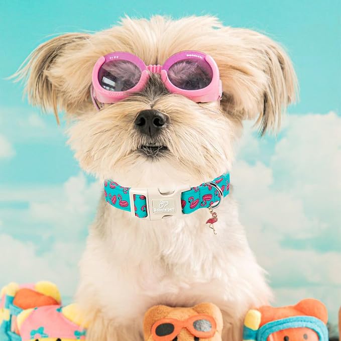 Summer Dog Collar, Cute Boy Flamingo Pool Party Dog Collars for Giant Large Dogs - Beach Day Pup Collar, Soft Adjustable Male Pet Collars with Quick Release Buckle XL