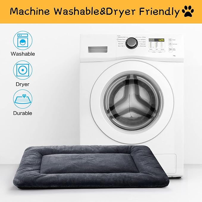 Dog Crate Pad Washable Dog Bed for Crate Large Cozy Mat 48-Inch Dark Gray | Ultra Soft Kennel Pad,Anti-Slip Bottom,Fits for Most Metal Crates,Comfortable Sleeping Pet Mat
