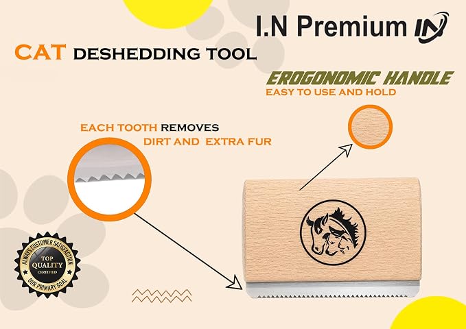 Cat Brush for Shedding & Cat grooming tool for Indoor Pet Grooming Tool Cats Deshedder undercoat brush Works for Short & Long Haired Pets Hair removal comb 2.5 inch