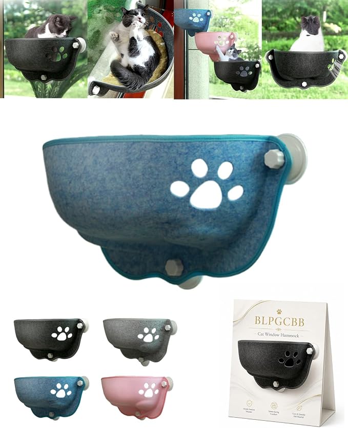 Cat Window Hammock, Suction Cup Bed for Home and Car Travel with Soft Pad | Floating Window Seat for Cats, Portable Hanging Rest Mat Sunbathing, Indoor Lounge and Vehicle Use