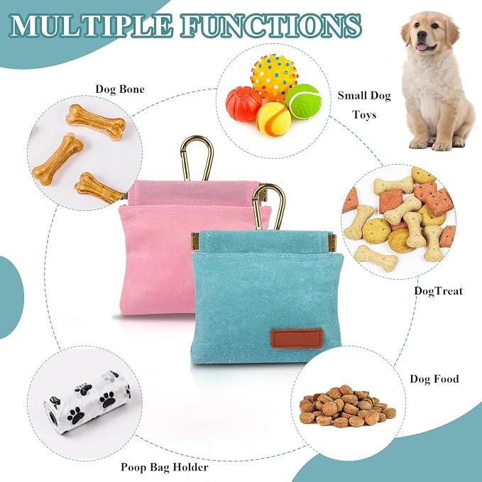 2Pcs Hands Free Dog Treat Pouches for Training, Walking and Outdoor Use | Dog Treat Bag with Carabiner, Hands Free, Auto Closing Pet Treat Pouch for Training,Walking, Hiking