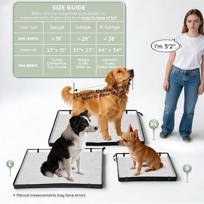 HQ4US 4LEGS Large Portable Dog Pee Pads Foldable Liner Base 33''x23'' Training Pad Holder with Fixing Clips, Waterproof, Easy Clean, Indoor Dog Potty