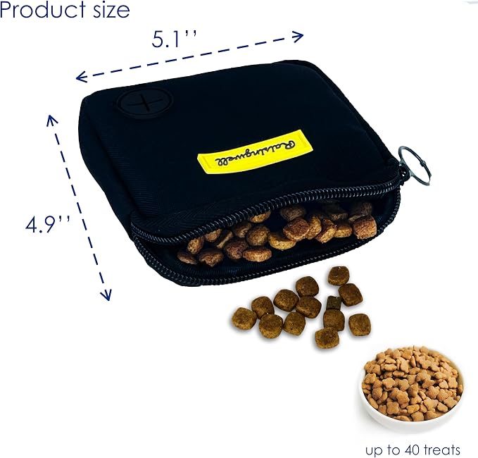 Raisingwell Dog Treat Pouch for Pet Walking and Training with Clicker Poop Bags Small Fanny Zipper Pack Holder for Puppy Snack Dispenser Kit for Leash and Outdoor Use (Black)
