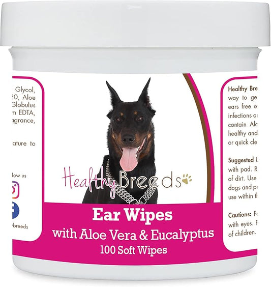 Healthy Breeds Beauceron Ear Cleaning Wipes with Aloe & Eucalyptus for Dogs 100 Count
