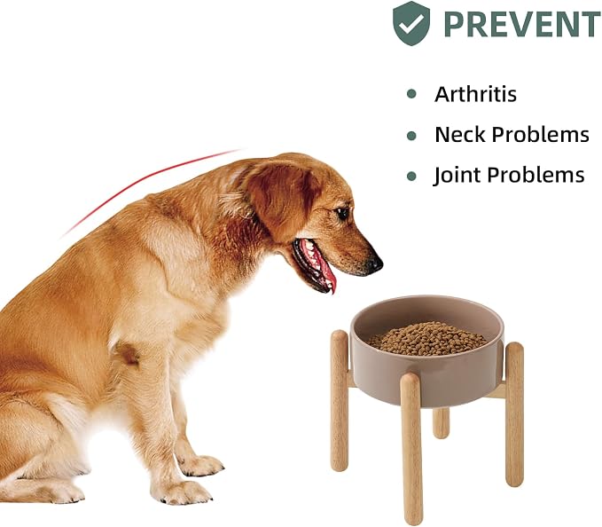 Havniva 8.3inch Ceramic Raised Dog Bowl with Stand, Elevated Dog Bowls for Large Breed Dog Food and Water Bowl Non-Slip Dog Dish Large Capacity Feeding Pet Water Bowl