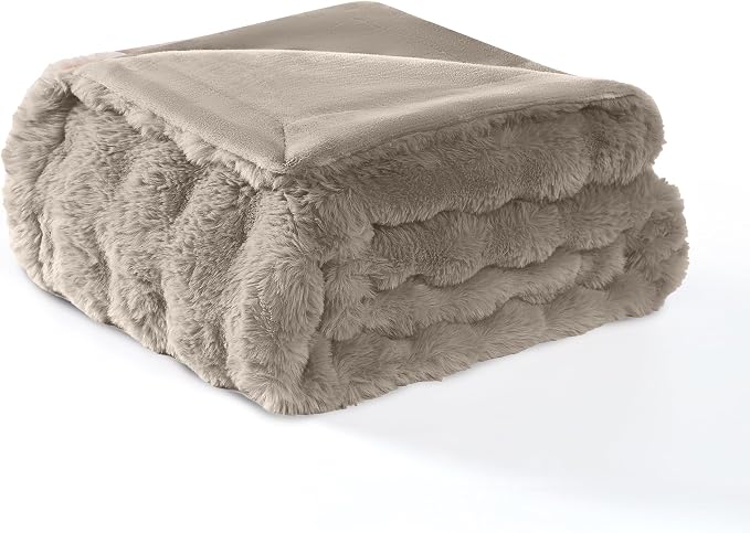 Modern Threads Water-Resistant Faux Rabbit Fur Pet Blanket for Dogs & Cats – Ultra-Soft Couch, Bed & Crate Protector, 40x50 Brown