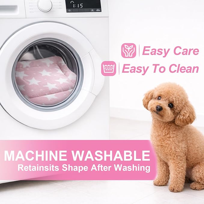 Washable Dog Bed Mat With Anti-Slip Bottom, Deluxe Plush Memory Foam Crate Pad & Waterproof Outdoor Kennel Mat For Dogs & Cats-Durable Crates Beds, Large Medium Small Puppy Size 30" x 20",pink