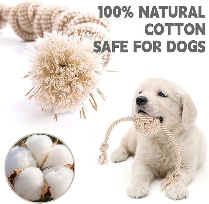 Dog Rope Toy for Small Dog 3pcs, Natural Chew Toys for Puppy, Medium & Small Dogs, Tug of War Rope for Puppies Clean & Relieve Teething