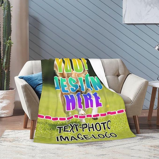 Nxwdwqa Personalized Dog Blanket Throws with Photos, Custom Pet Blanket, Dog Gifts for Pet Lovers, Customized Puppy Blanket for Adult Kid Birthday Christmas Fathers Mothers Valentines Gift