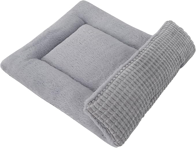 Reversible Dog Bed Mat with Plush and Corn Velvet,Soft Warm Pet Cushion, Dual Purpose Washable Sleeping Mattress Bed for Small Medium Large Dog and Cat XB004 (36"x23", Solid Grey)