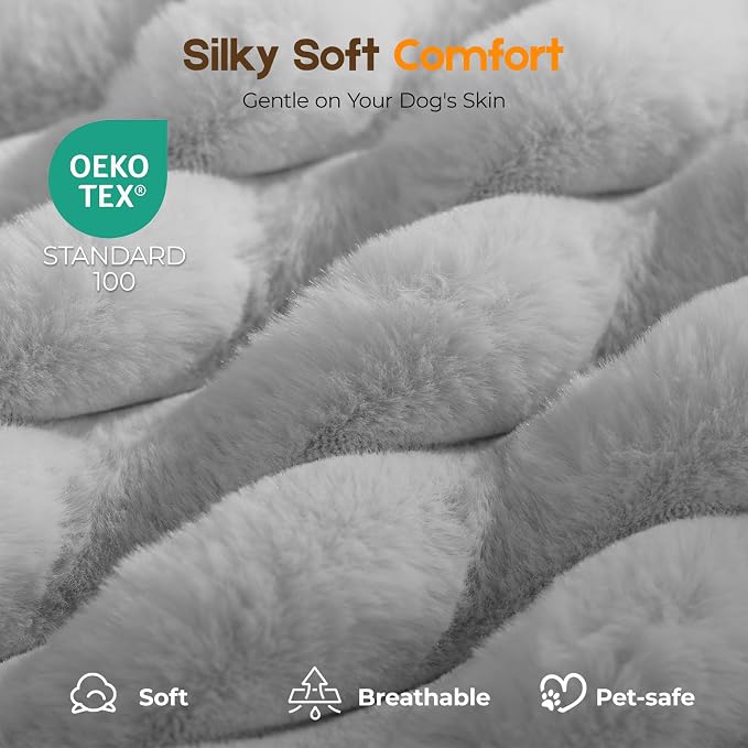 Orthopedic Dog Bed for Large Dog, Waterproof Pet Bed for Crate,Non-Slip Bottom and Egg-Crate Foam with Removable Washable Cover Crate Bed,Grey,35"x22"x3"