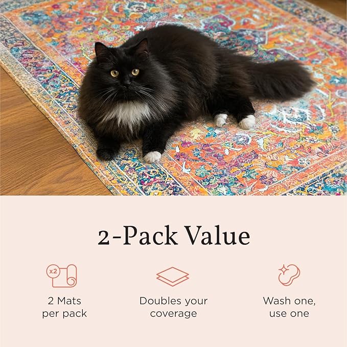Lovewag Cat Litter Mat, Litter Box Mat, Sage Forest, 36x48, 2 Pack | Washable litter mat cover, kitty litter mat & cat mat for litter box, litter trapping mat, prevents tracking, multi-cat