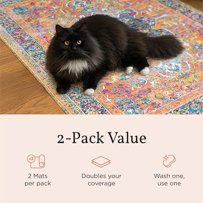 Lovewag Cat Litter Mat, Litter Box Mat, Bohemian Jewel, 36x48, 2 Pack | Washable litter mat cover, kitty litter mat & cat mat for litter box, litter trapping mat, prevents tracking, multi-cat