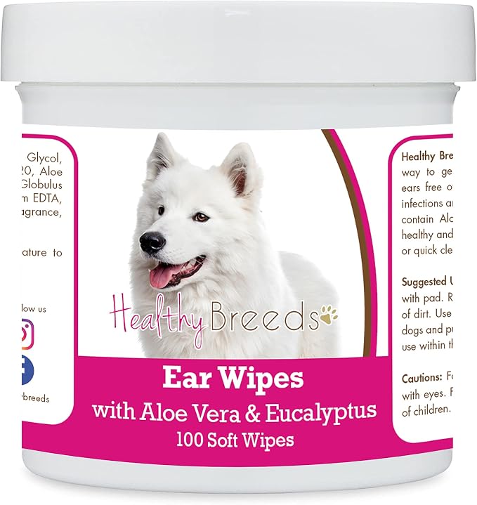 Healthy Breeds Samoyed Ear Cleaning Wipes with Aloe & Eucalyptus for Dogs 100 Count