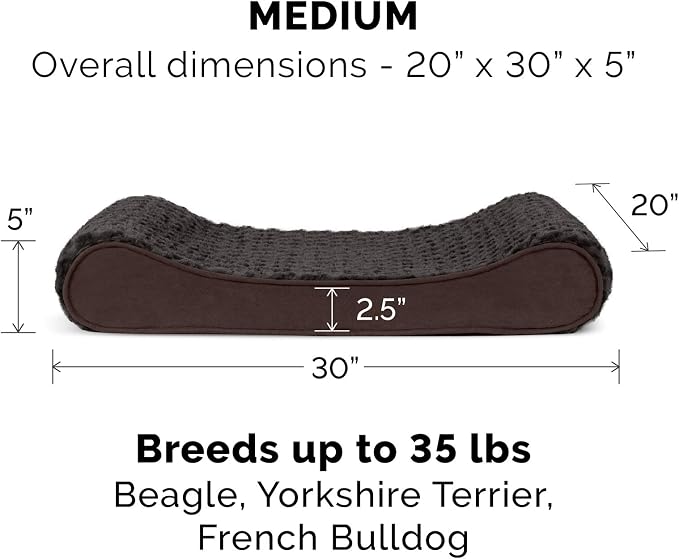 Furhaven Replacement Dog Bed Cover Ultra Plush Faux Fur & Suede Contour Luxe Lounger, Machine Washable - Chocolate, Medium