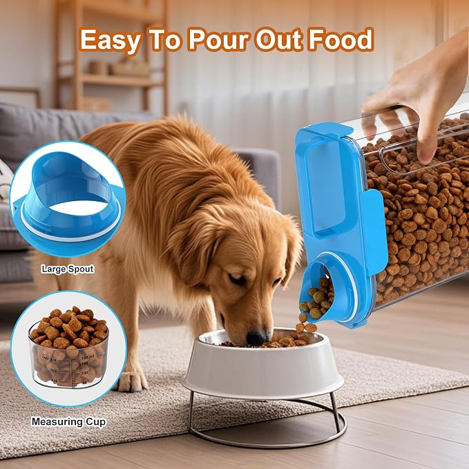 Uppetly Dog Cat Food Storage Container, 5-7Lbs Pet Food Containers, Airtight Cat Food Container with Portable Handle & Measuring Cup, Small Animal Dry Food Dispenser for Dogs, Cats and Birds