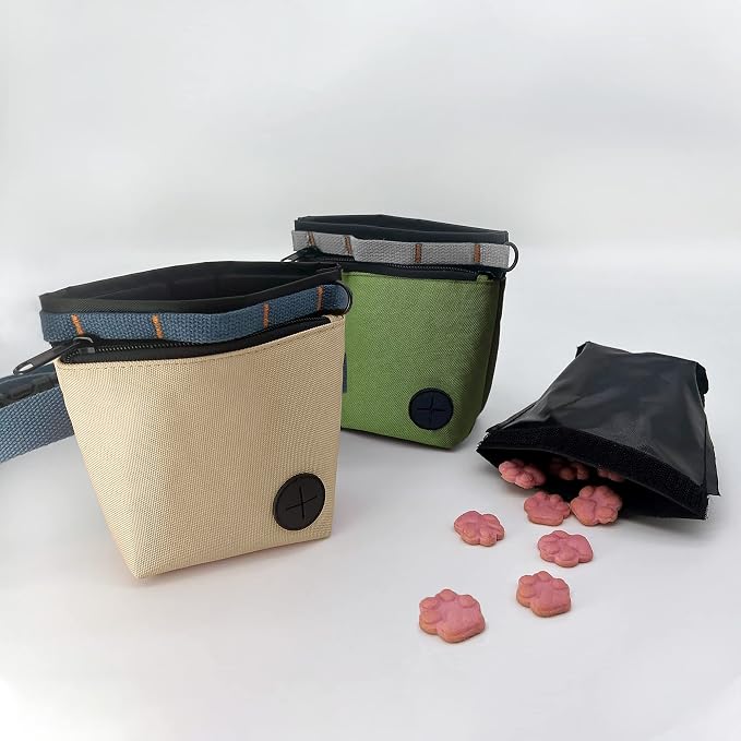 Dog Treat Pouch with Pet Training Clicker, Dog Training Treat Pouch Kit, Magnetic Closure, Hands-Free Training (Green)