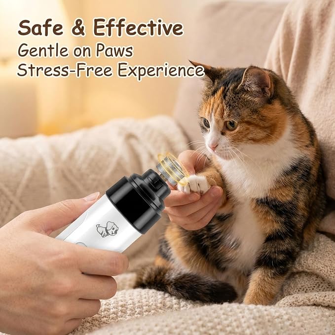 Upgraded Dog Nail Grinder Quiet, Professional Cat & Dog Nail Trimmers, 2-Speed Silent Pet Nail Grinder and Painless Paws Grooming, Suitable for Small Medium Pets (2 Replacement Head)