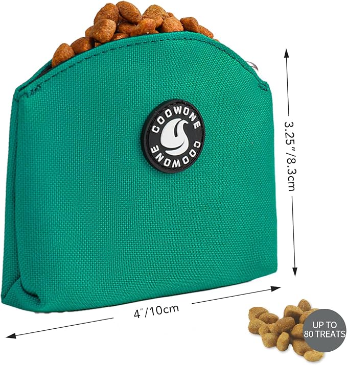 Dog Treat Pouch Magnetic Closure Small Dog Training Treat Pouch Pocket Sized Small Dog Treat Pouch with Clip (Green)