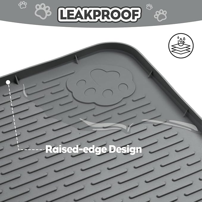 Kalolary Cat Litter Box Mats, Large 34" x 22" Silicone Cat Mat | Easy to Clean Kitty Litter Trapping Mat, Soft on Kitty Paws, Waterproof, Urine-Proof Kittys Litter Mats for Floor, Dark Grey