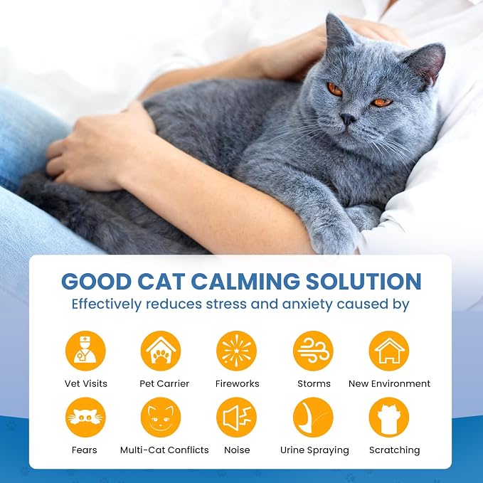 120 Days Cat Calming Pheromone Diffuser Kit, 1 Diffuser 3 Refill | 4 in 1 Multicat Calming Plug in, Relaxing Pheromone for Cat Relief Stress Anxiety Fighting Scratching, Odorless