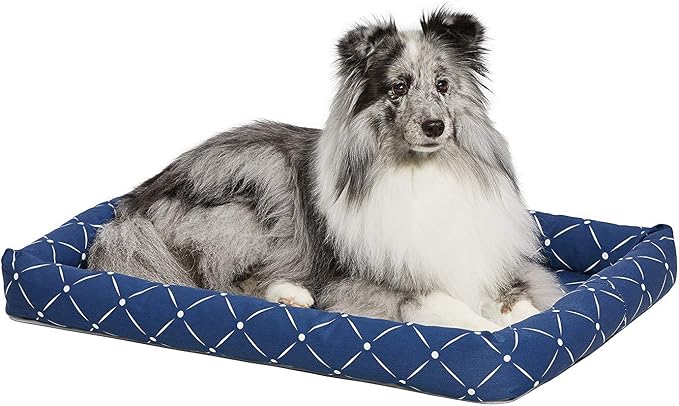 Midwest Homes for Pets 40230-BLD Quiet Time Couture Ashton Bolster Pet Bed, Medium Dog/30, Blue