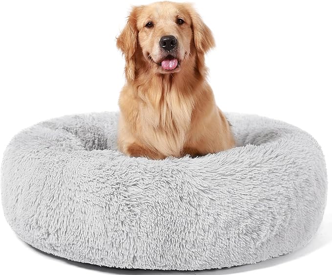 HACHIKITTY Calming Donut Cuddler Dog Bed, Indoor Puppy Beds for Large Dogs, XLarge 36''