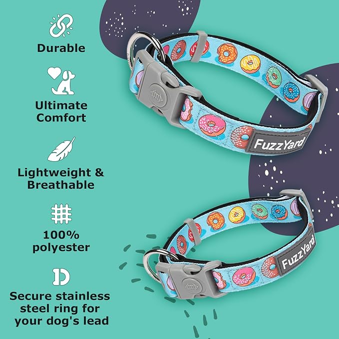 FuzzYard You Drive Me Glazy Dog Collar | Size L | Comfortable Neoprene Pet Collar for Everyday Walking & Training | Ideal Fit for Large Dogs