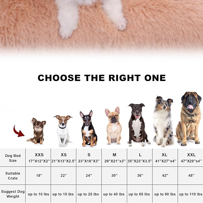 Bedfolks XXL Dogs Crate Bed, Plush Washable Faux Fur Pad, Waterproof, 47"x29", Solid Camel