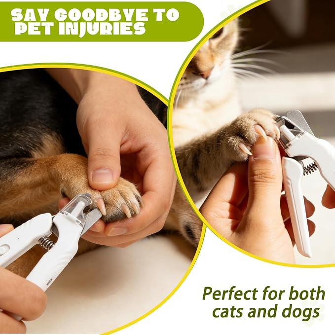 2‑in‑1 Dog & Cat Nail Clipper Grinder with 2 LED Lights, Safe Painless Pet Nail Trimmer Avoid Cutting Bloodline, Quiet Type‑C Rechargeable for Medium Small Dogs Cats Small Animals