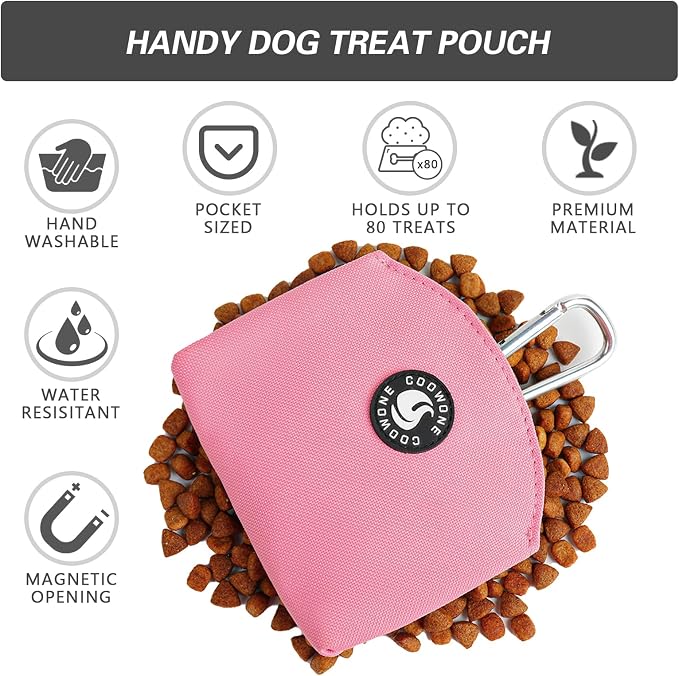 Dog Treat Pouch Magnetic Closure Small Dog Training Treat Pouch Pocket Sized Small Dog Treat Pouch with Clip (Pink)