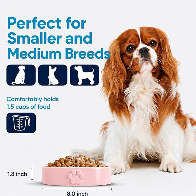 Slow Feeder Dog Bowls – 1.5-Cup Ceramic Dog Bowl Slow Feeder – Microwaveable Dog Slow Feeder for Small and Medium Dogs – Lead and BPA-Free Ceramic Pet Bowl – Pet Feeder for Fast Eaters