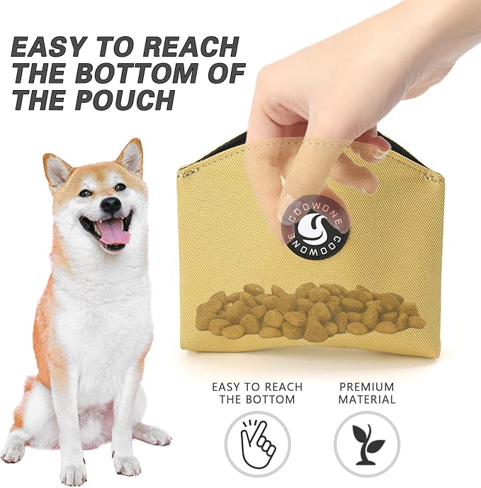 Dog Treat Pouch Magnetic Closure Small Dog Training Treat Pouch Pocket Sized Small Dog Treat Pouch with Clip (Khaki)